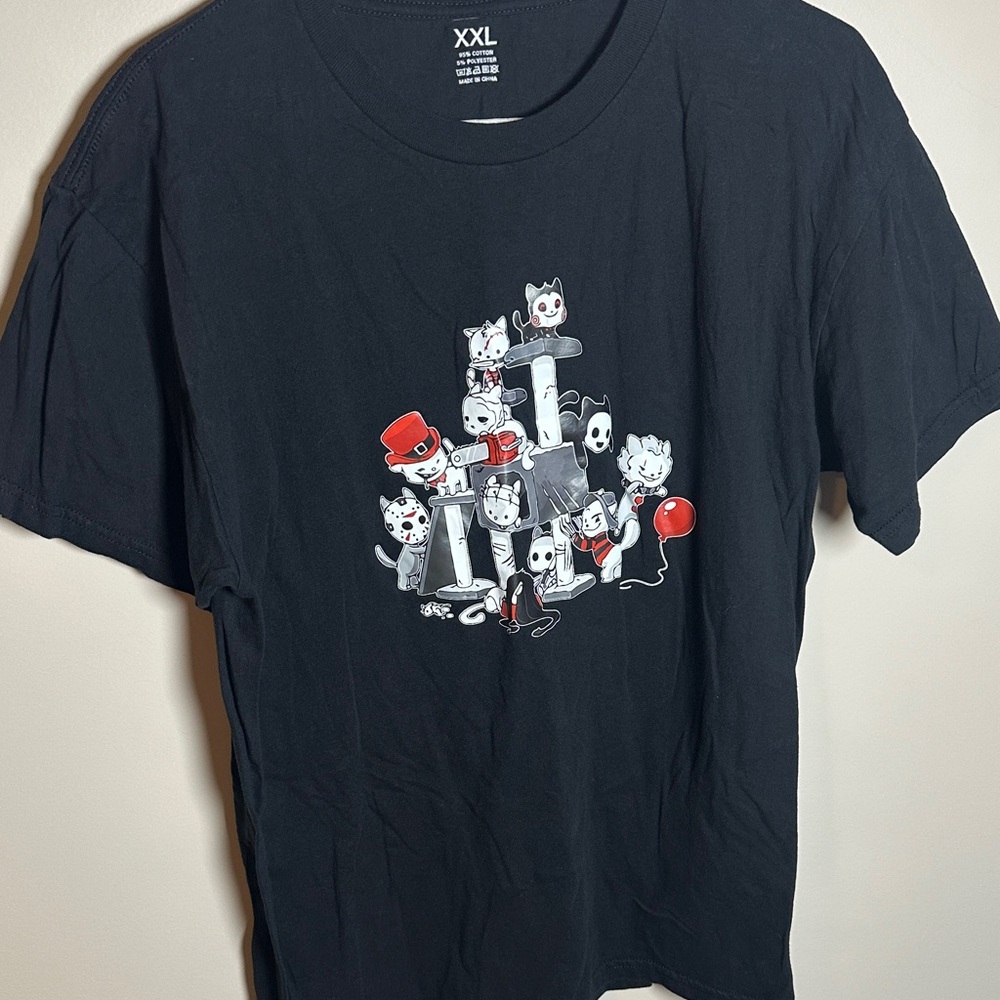 Black T-Shirt with Horror Cats